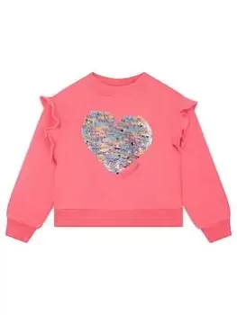 Image of Billieblush Girls Heart Frill Sweatshirt - Pink, Size Age: 12 Years, Women