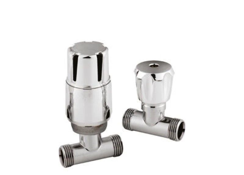 Image of Balterley Straight Thermostatic Radiator Valves Sold in Pairs Chrome Silver unisex