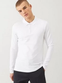 Image of Selected Homme Milano Long Sleeved Polo Shirt - White, Size 2XL, Men