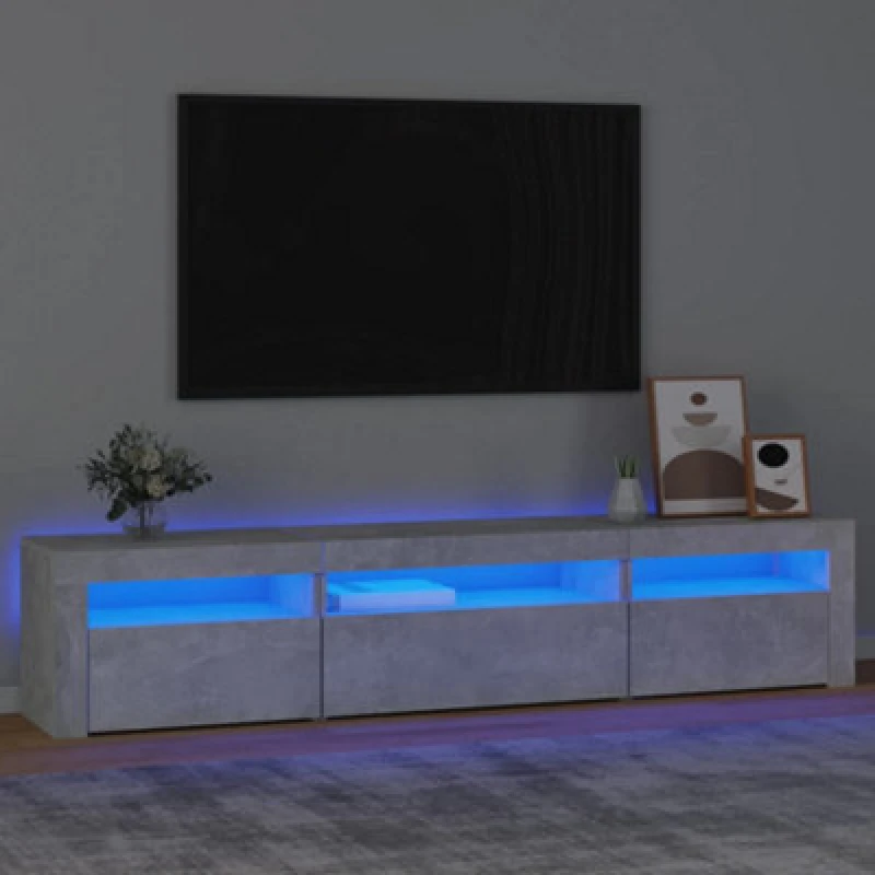 Image of vidaXL TV Cabinet with LED Lights Concrete Grey 195x35x40 cm, Grey 3152741