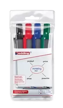 Image of Edding retract 12 marker 4 pc(s) Bullet tip Black, Blue, Green, Red