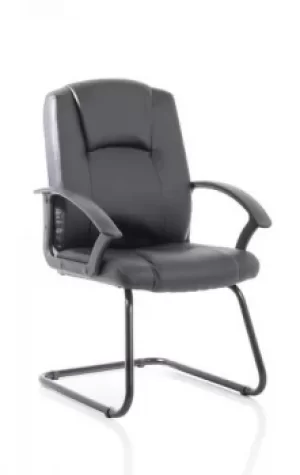 Image of Bella Black Leather Cantilever with Black Frame