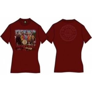 Image of Sgt Pepper Ladies Scarlet Vintage Print TShirt: Large