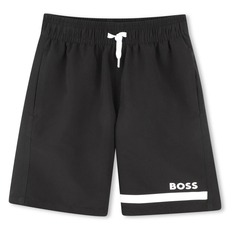Image of Boss Kids Logo Swim Shorts, Iconic Print Black 09B male 8 Yrs