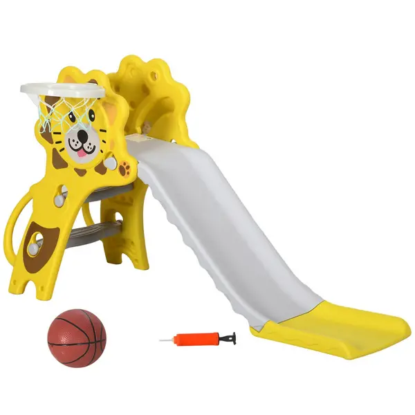Image of AIYAPLAY 2 in 1 Kids Slide for Indoor Use, for Ages 18-36 Months - Yellow Yellow