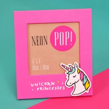 image of 4" x 4" - Neon Pop Photo Frame Hot Pink - 'Unicorn Princess'