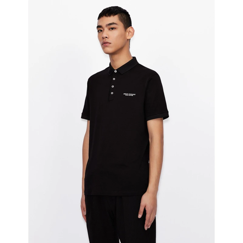 Image of Armani Exchange Jersey Cotton Polo Shirt Black 1200 male XS