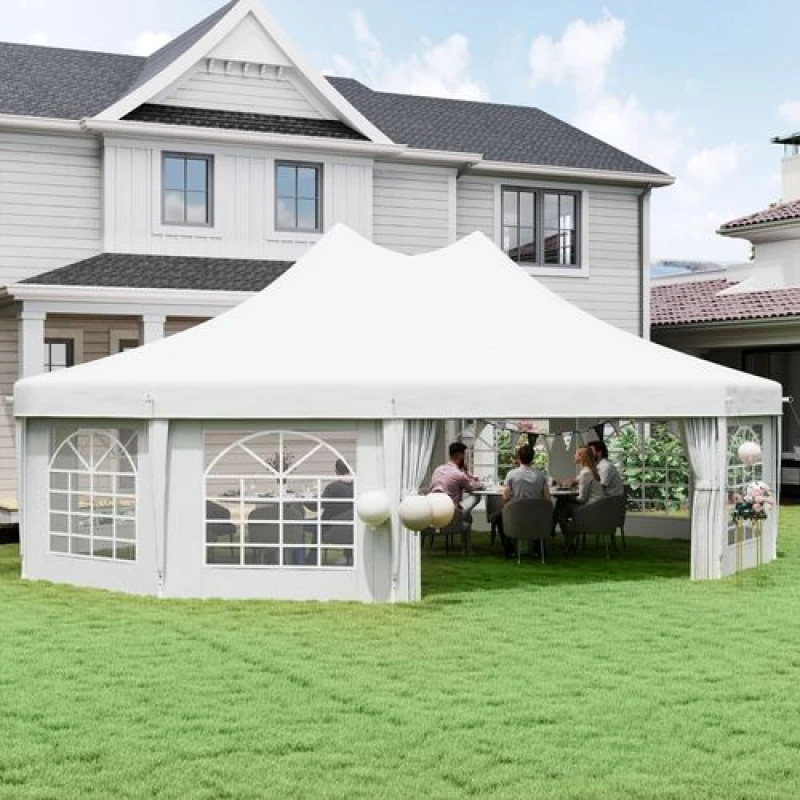 Image of Outsunny 10 Sides Heavy Duty Tent Gazebo Outdoor Party Wedding Event Marquee White