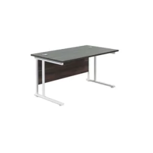 Jemini Rectangular Cantilever Desk 1400x800 Dark Walnut/White KF807032