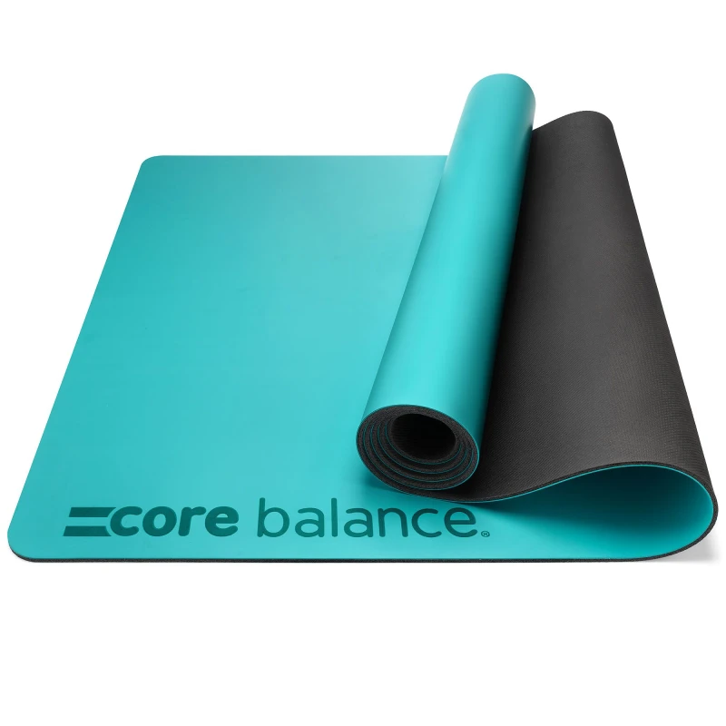 Image of Core Balance Rubber Yoga Mat Exercise Fitness Non Slip Extra Wide With Strap Teal