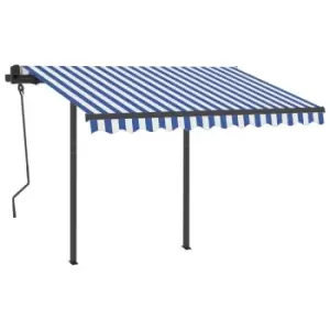 image of Vidaxl Manual Retractable Awning With LED 3.5X2.5 M Blue And White