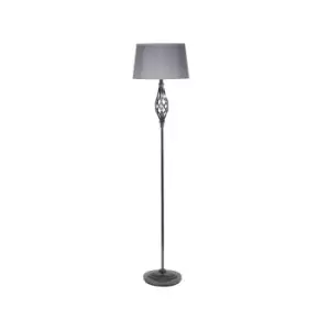 image of Black Chrome Metal Twist Detail Floor Lamp