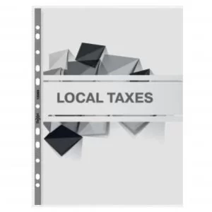 Image of Rexel Nyrex Premium A4 Punched Pocket with Grey Spine; Clear; Left