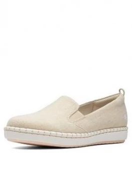 Image of Clarks Cloudsteppers Step Glow Slip Espadrilles - Soft Gold, Soft Gold, Size 3, Women