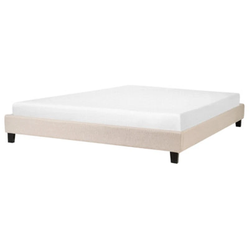 Image of Beliani Bed Without Headboard Fabric Roanne 180 X 200 Cm (Eu Super King) Beige
