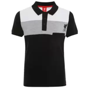Image of Liverpool FC Childrens/Kids Colour Block Polo Shirt (11-12 Years) (Black/Grey/White)