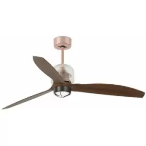 Image of Faro DECO - LED Copper, Wood Ceiling Fan with DC Smart Motor - Remote Included, 3000K