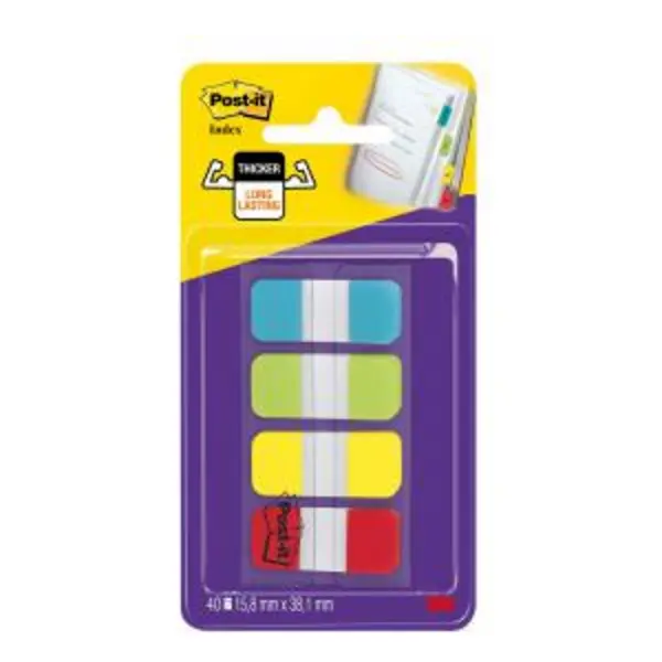 image of Post-it Small Index Flags Repositionable Tabs Assorted Colours 40 145268