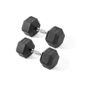 image of York Fitness Rubber Hex Dumbbells 2 x 17.5kg