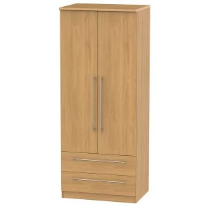 Image of Robert Dyas Edina Ready Assembled 2-Door Wardrobe with Drawers - Modern Oak