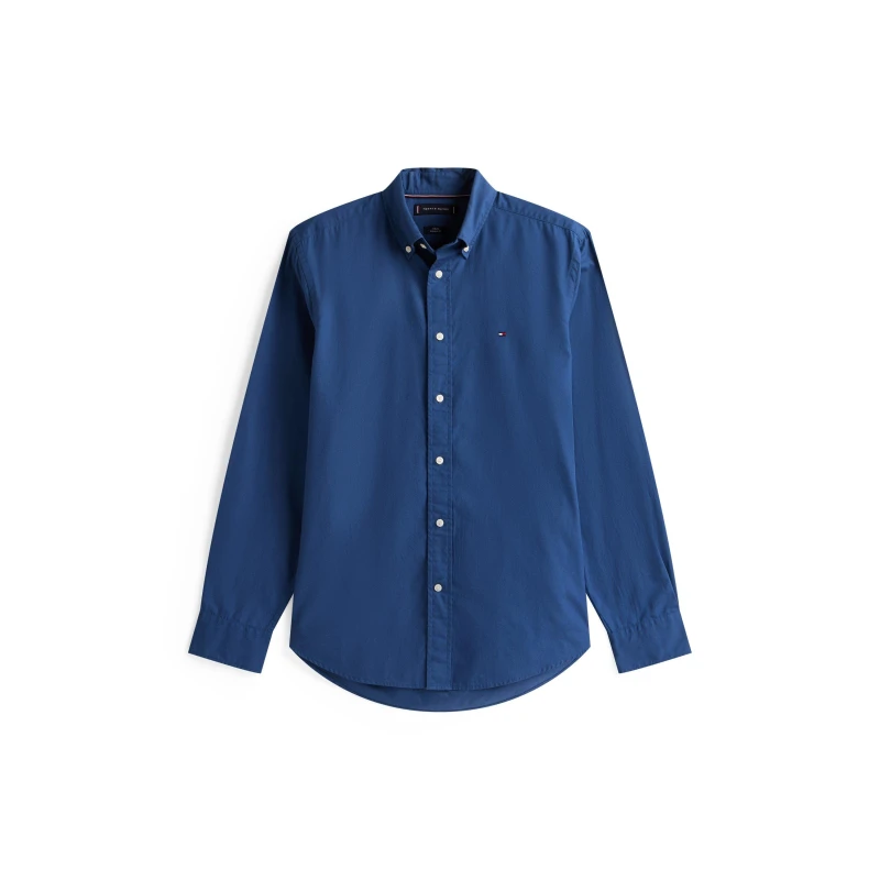 Image of Tommy Hilfiger Core Flex Long Sleeve Poplin Shirt Aegean Sea DBZ male S