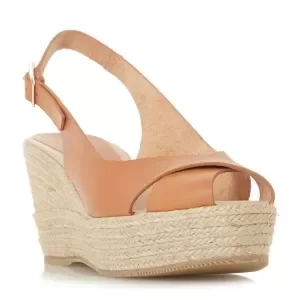 Image of Dune Black Tan Leather Kyri' High Wedge Heel Espadrilles - 3