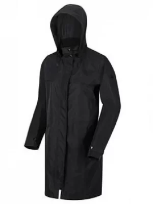 image of Regatta Abiela Long Waterproof Jacket, Black, Size 8, Women