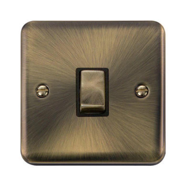 Image of SE Home Curved Antique Brass 1 Gang 20A Ingot DP Switch Gold