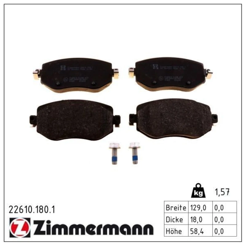 Image of ZIMMERMANN Brake pad set ZIMMERMANN 22610.180.1