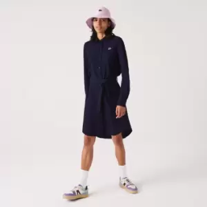 Womens Lacoste Adjustable Cotton Pique Polo Dress Size 10 Navy Blue