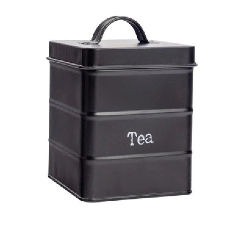 Image of Harbour Housewares Kitchen Tea Canister - Black - Vintage Metal Storage Caddy Tin Jar