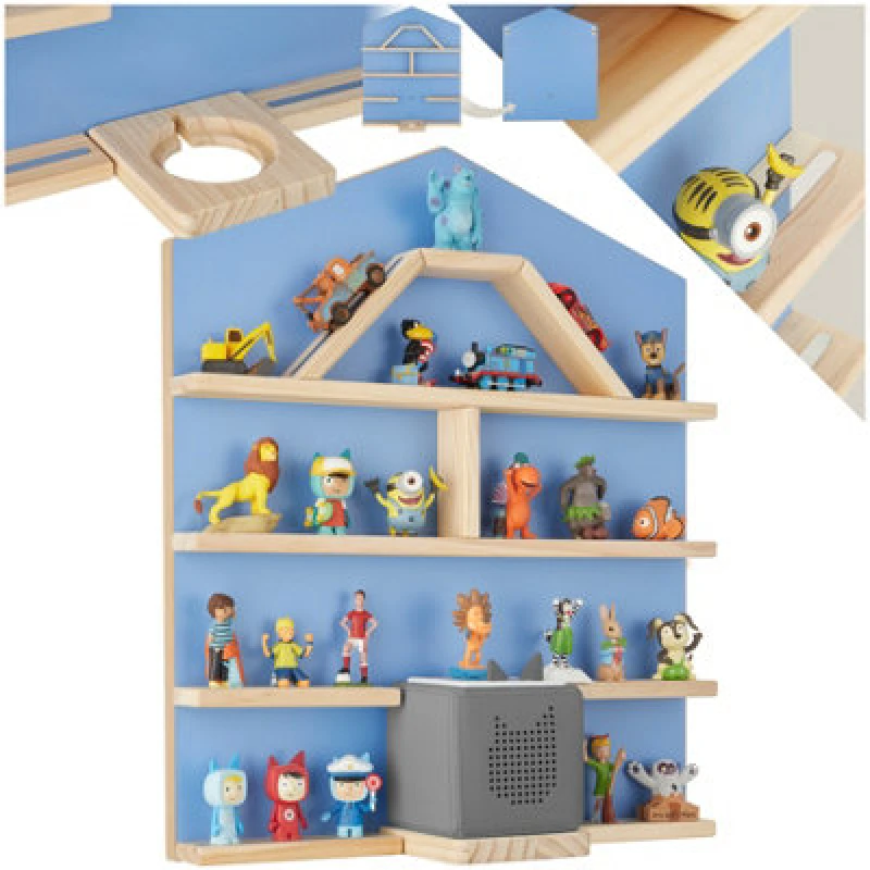 Image of Tectake Floating Shelf Mylittle Story - For Up To 50 Tonies, House Design - Blue