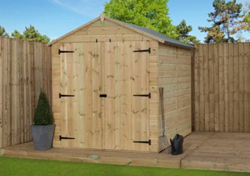 Image of Empire Sheds Empire 9500 Premier Apex Shed Double Door 6X9 Pressure Treated Tongue And Groove Wooden Garden Shed (6' X 9' / 6ft X 9ft) (6X9)