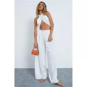 image of I Saw It First White Multiway Silky Palazzo Co-Ord - White