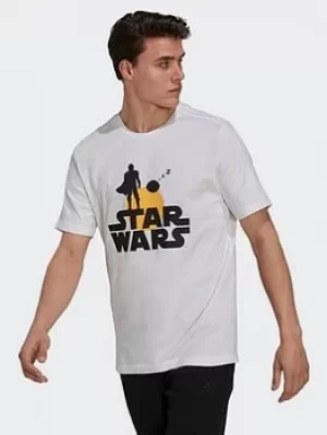 image of adidas X Star Wars: The Mandalorian Graphic T-Shirt, Black/White Size M Men