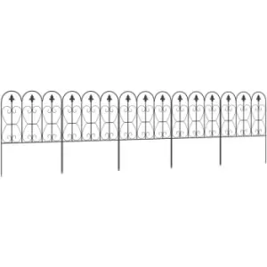 Image of Outsunny - 5PCs Decorative Garden Fencing Metal Border Edging - Black