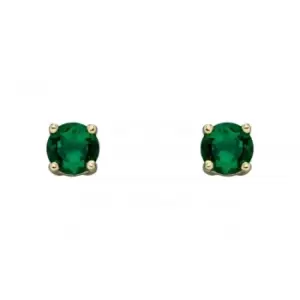 image of 9ct May Created Emerald 4mm Stud Earrings GE2330