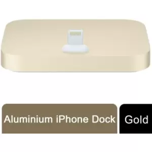 image of Aquarius Aluminium Phone Dock Compatible with Eight-Pin Devices, Gold