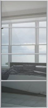 Image of Wickes Sliding Wardrobe Door Silver Framed Four Panel Mirror - 2220 x 762mm