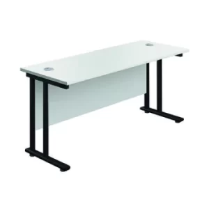 Image of Jemini Rectangular Double Upright Cantilever Desk 1200x600x730mm White/Black KF822998