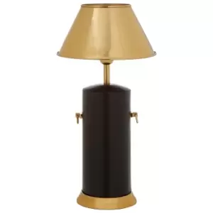 image of Premier Housewares Melvin Table Lamp in Black with Gold Empire Shade