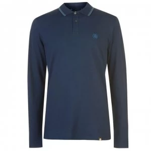 image of Pretty Green Barton Long Sleeve Polo Shirt - Navy