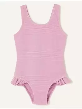 Image of Accessorize Girls Textured Swimsuit - Lilac, Light Purple, Size Age: 5-6 Years, Women