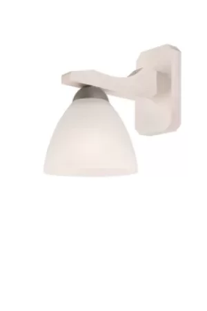 image of Adriano Dome Wall Light, Glass Shade, White Beech, 1x E27