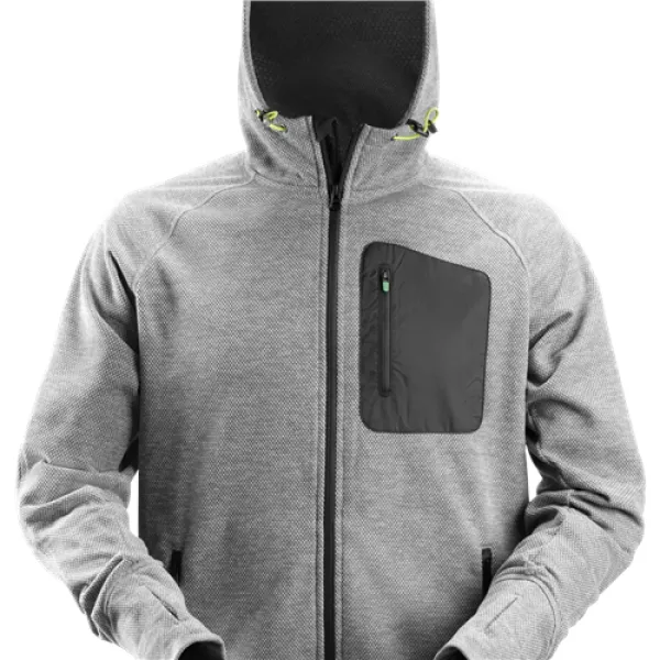 image of Snickers FlexiWork Fleece Hoodie - Grey/Black - XS