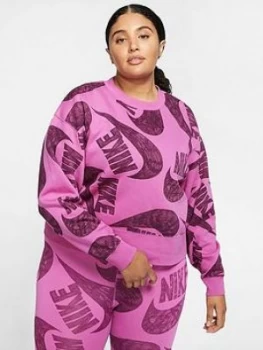 image of Nike Nsw Icon Clash Sweat Top (Curve) - Fuchsia