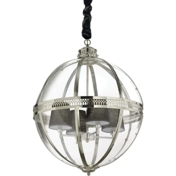 image of Ideal Lux Lighting - Ideal Lux World - 4 Light Spherical Ceiling Pendant Chrome