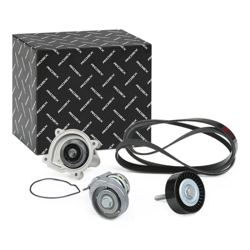 Image of RIDEX 4172P0055 Water Pump + V-Ribbed Belt Kit with gaskets/seals Water Pump + V-Ribbed Belt Kit (4172)