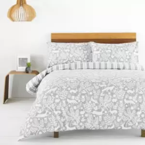 Image of Skandi Woodland Brushed Cotton Duvet Cover Set Grey