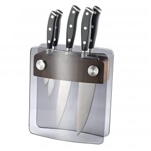 Image of Denby 5 Piece Knife Block Set Smoked Glass